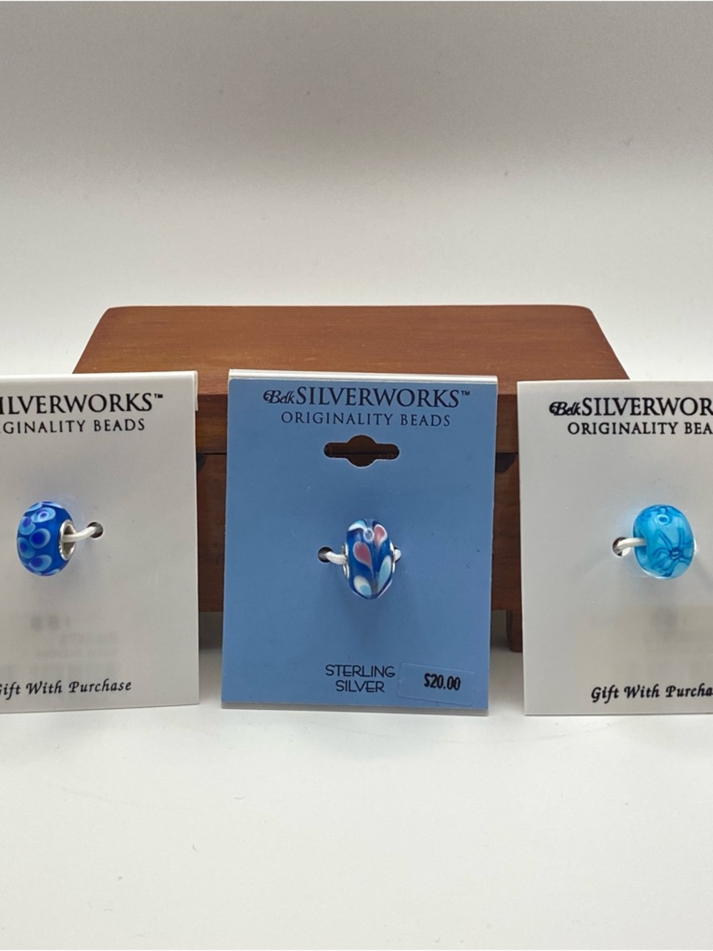 Belk Silverworks Sterling Silver Blue Glass Bead Bundle Charms Pandora-like NWT